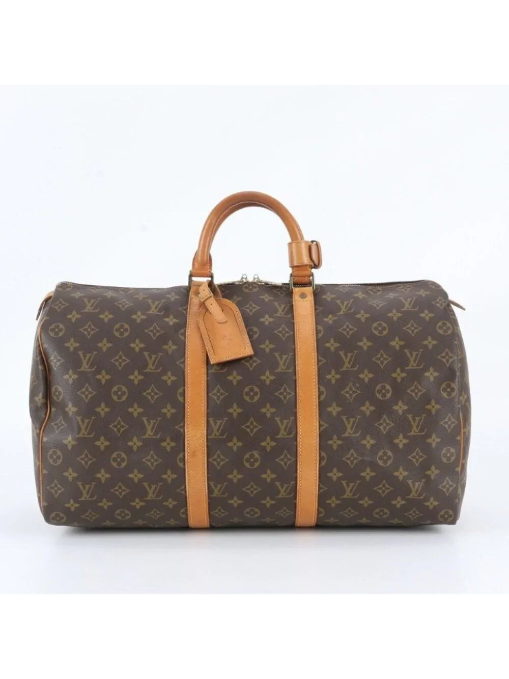 Louis Vuitton Monogram Keepall 50 Leather Boston Bag Tote Travel